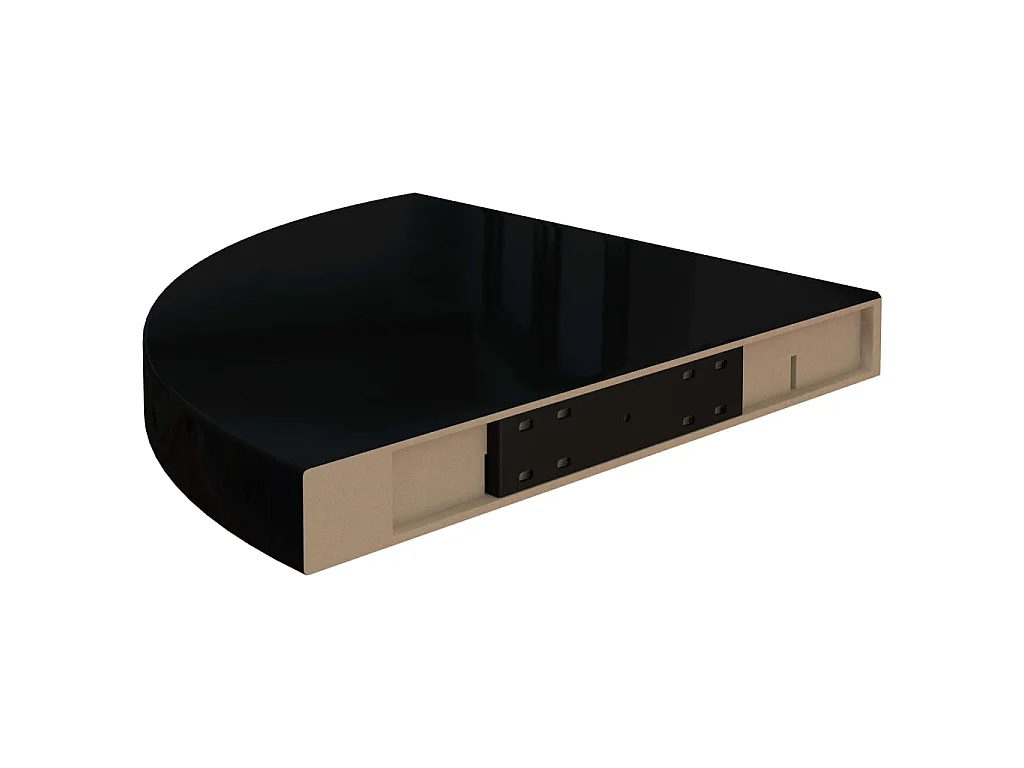 Étagère d'angle flottante Noir brillant 35x35x3,8 MDF