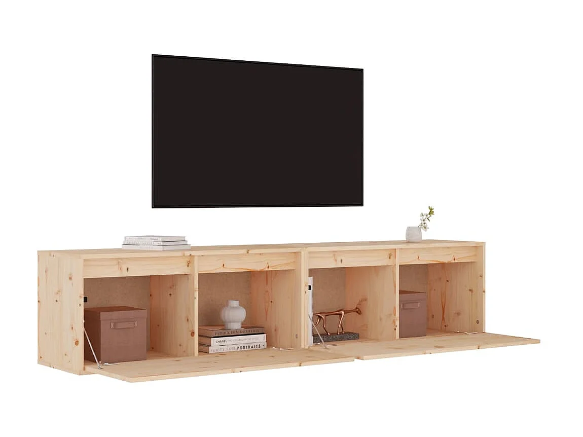 Armoires murales 2 pcs 80x30x35 Bois de pin massif