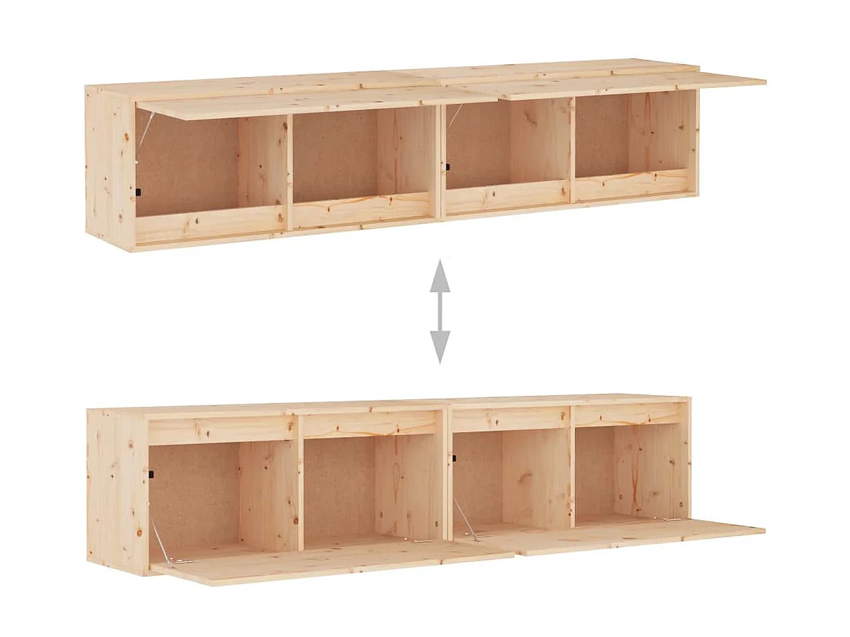 Armoires murales 2 pcs 80x30x35 Bois de pin massif