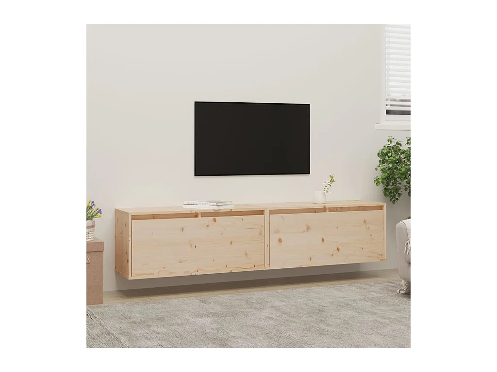 Armoires murales 2 pcs 80x30x35 Bois de pin massif
