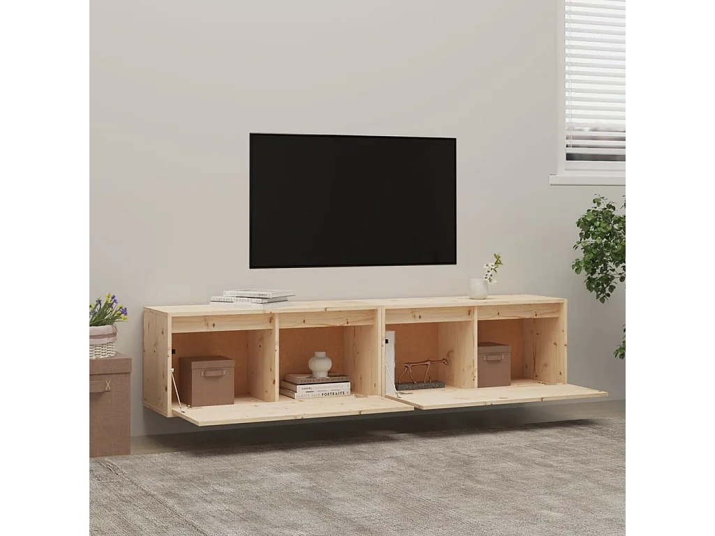 Armoires murales 2 pcs 80x30x35 Bois de pin massif