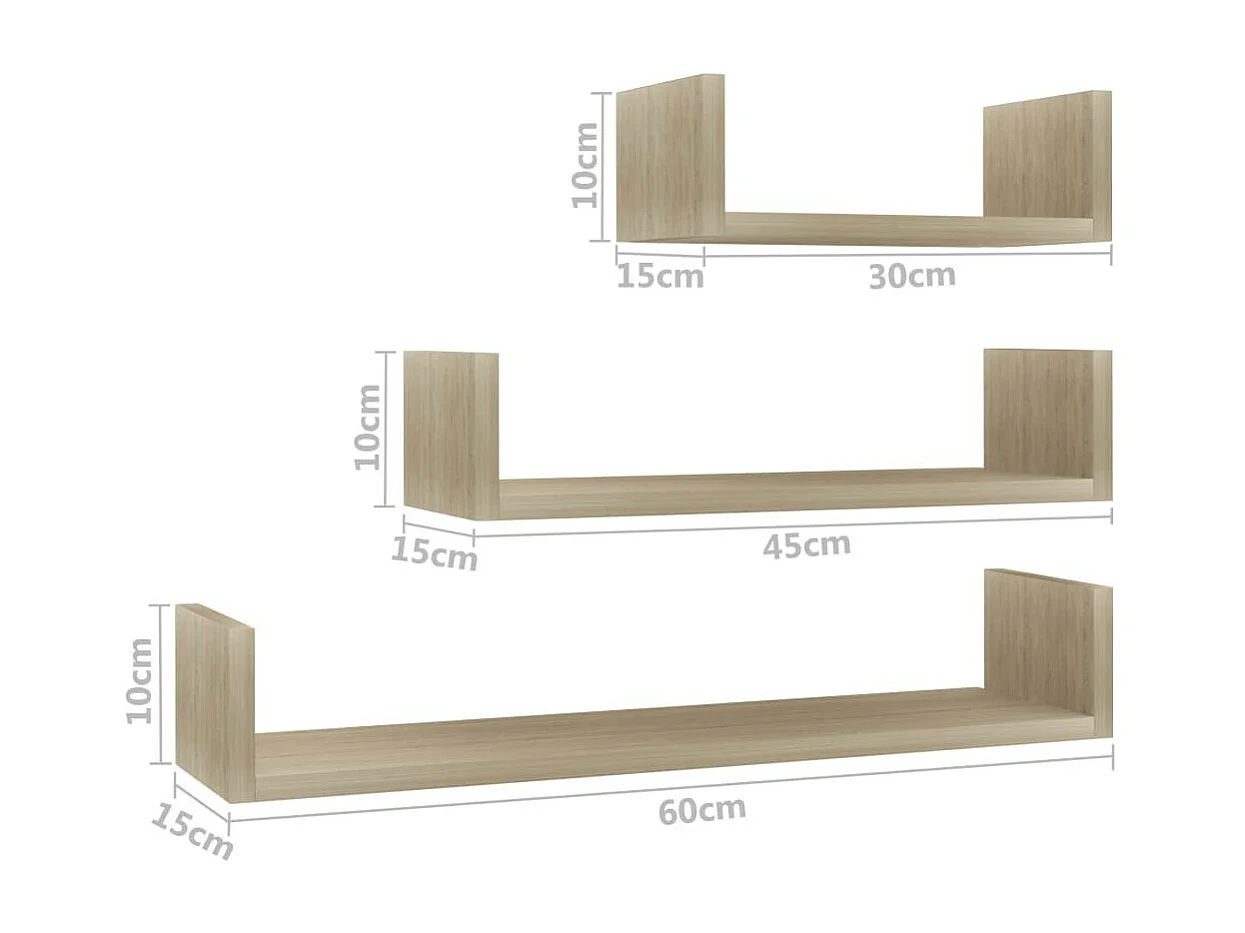 Étagères murales 3 pcs Chêne sonoma