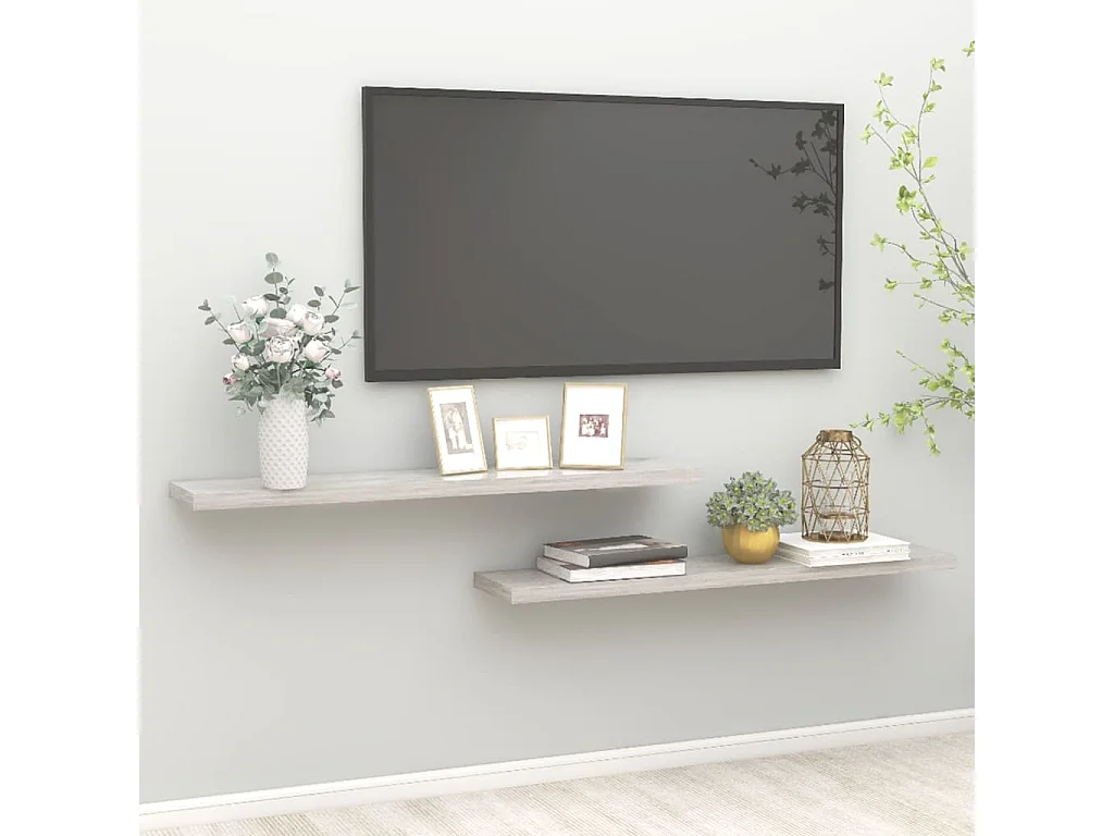 Étagères murales flottantes 2 pcs Gris béton 120x23,5x3,8 MDF