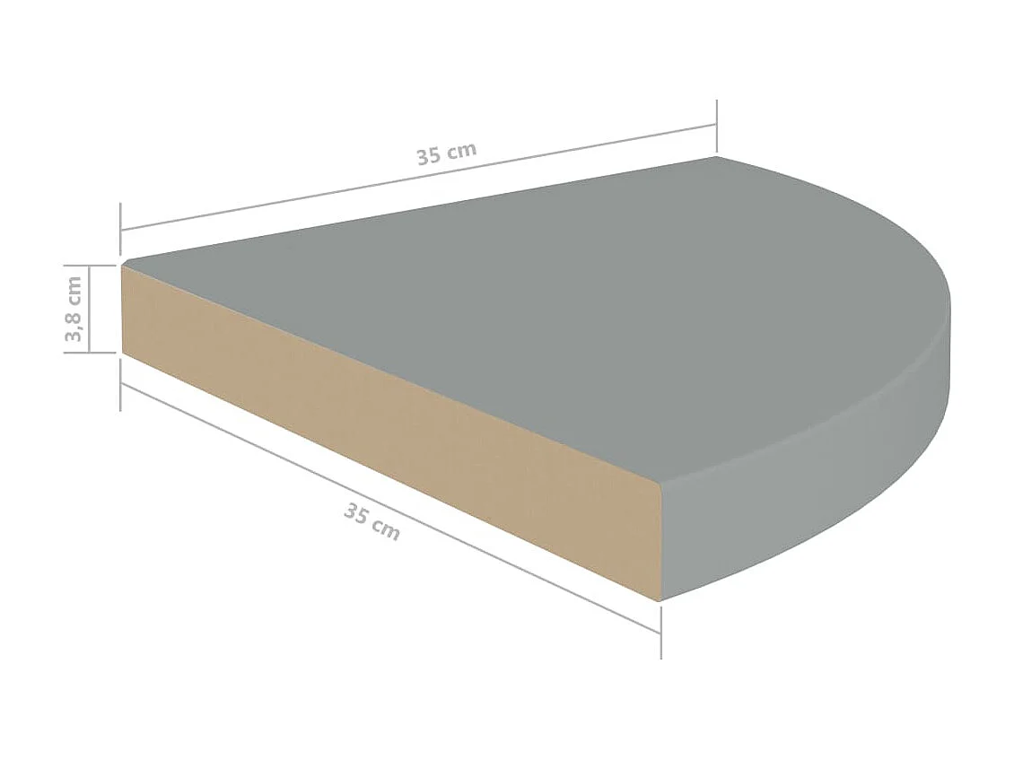 Étagères d'angle flottantes 4 pcs Gris 35x35x3,8 MDF