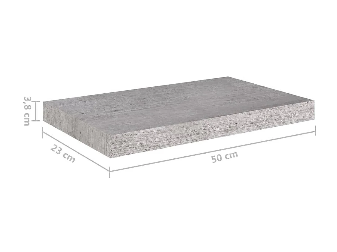 Étagères murales flottantes 4 pcs Gris béton 50x23x3,8 MDF
