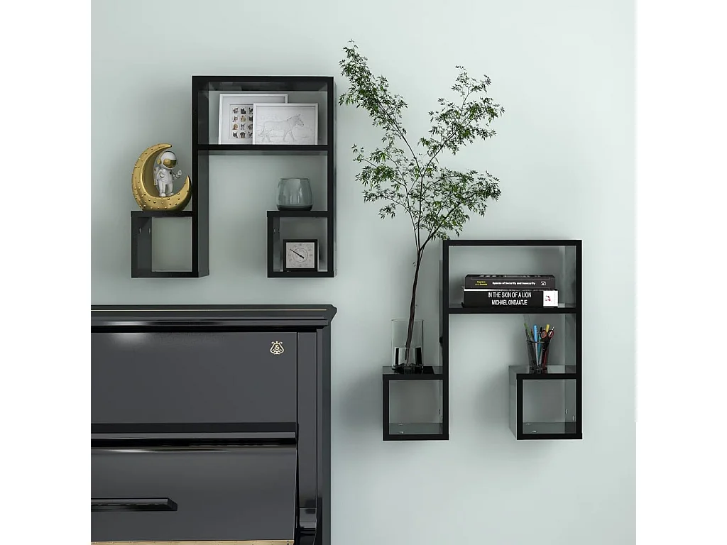 Étagères murales 2 pcs Noir 50x15x50 2