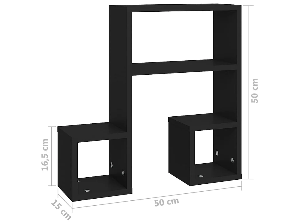 Étagères murales 2 pcs Noir 50x15x50 2