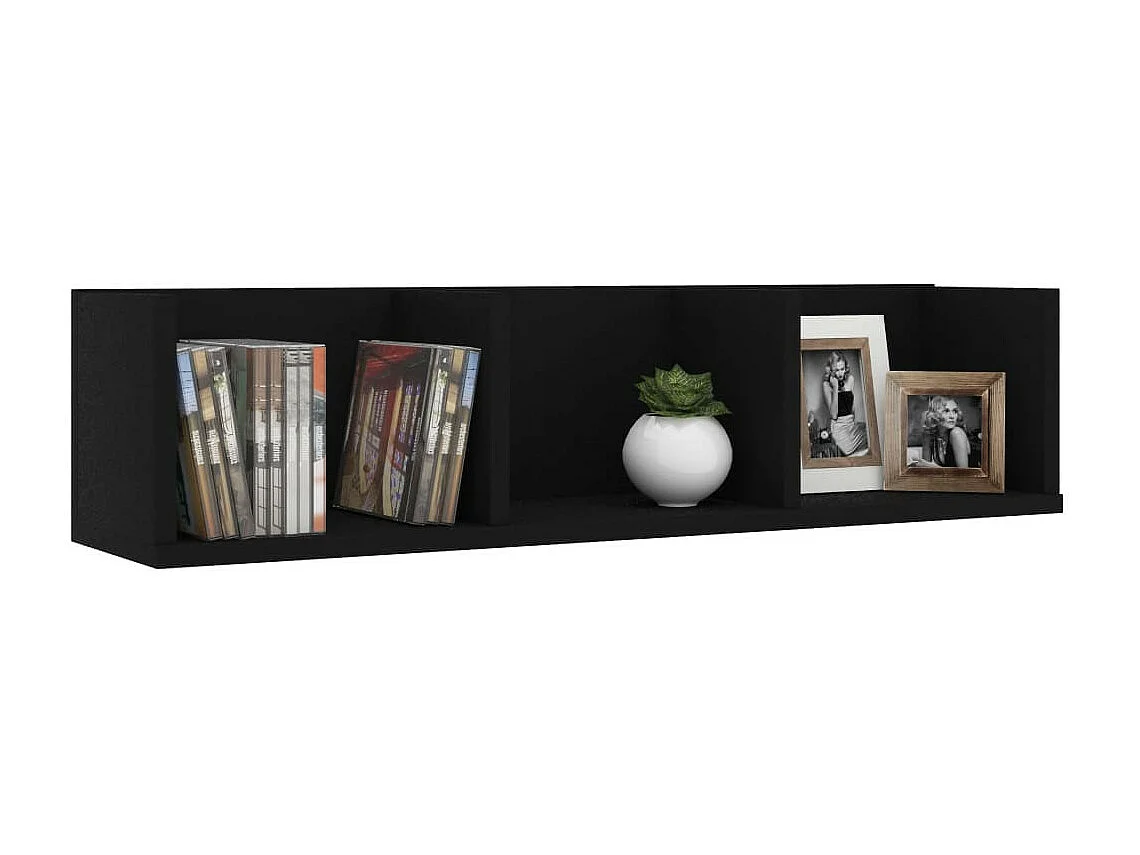 Étagère murale à CD Noir 75x18x18