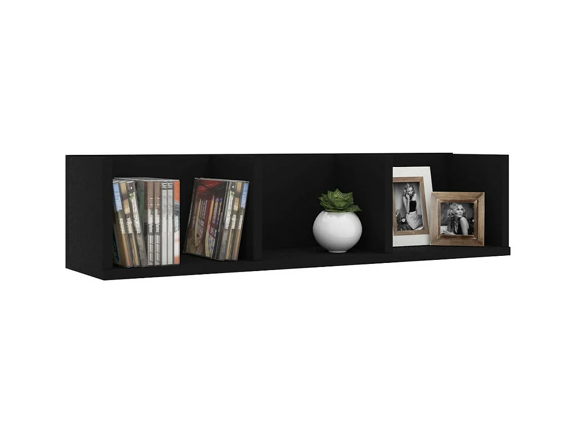 Étagère murale à CD Noir 75x18x18