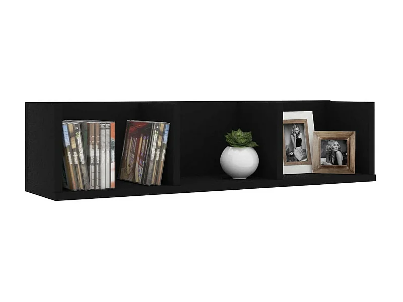 Étagère murale à CD Noir 75x18x18