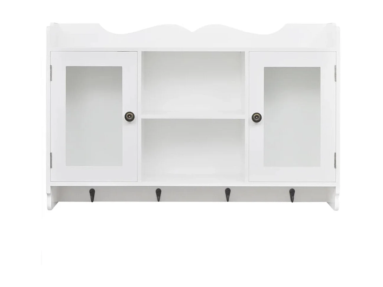 Vitrine murale avec étagère de Livre - DVD - Verre en MDF Blanc