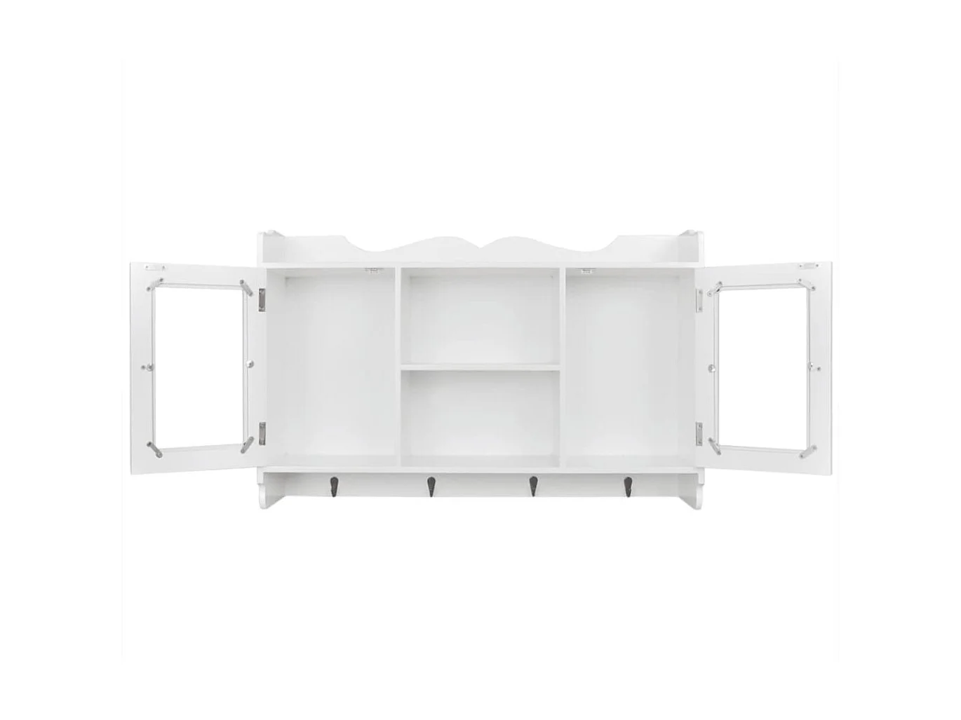 Vitrine murale avec étagère de Livre - DVD - Verre en MDF Blanc