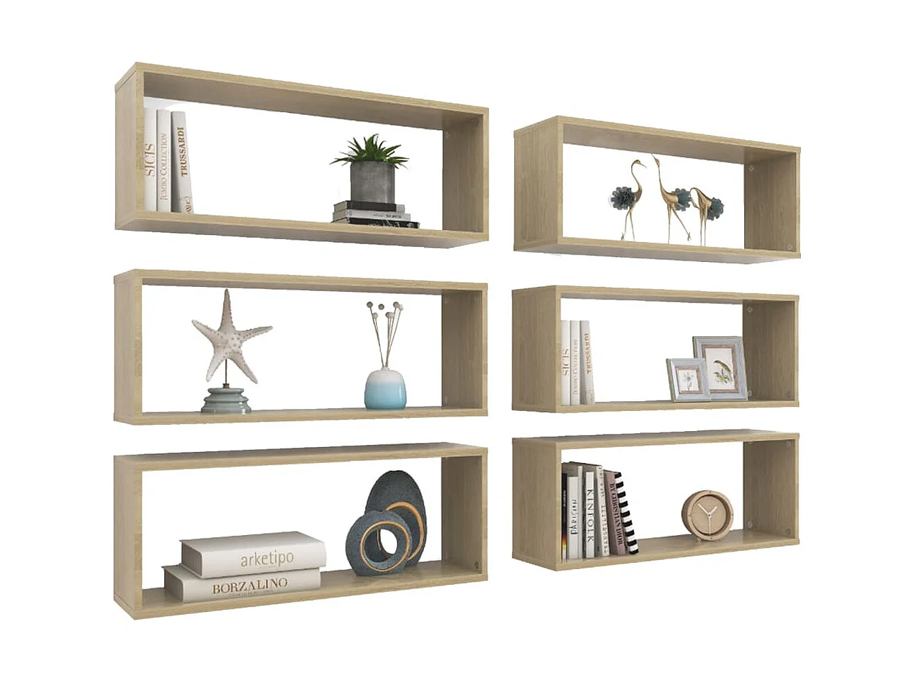 Étagères cube murales 6 pcs Chêne sonoma 60x15x23