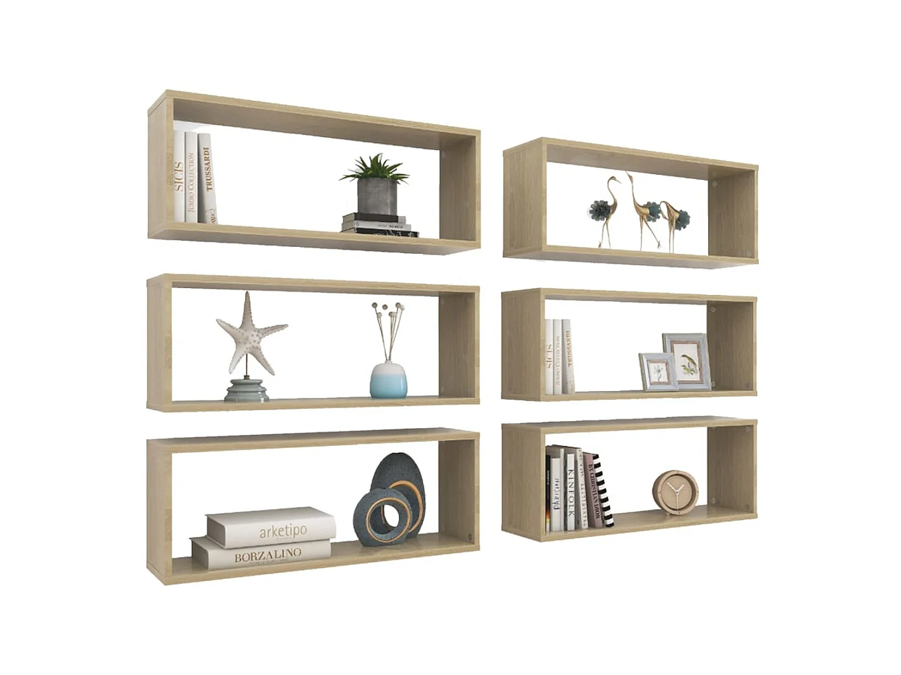 Étagères cube murales 6 pcs Chêne sonoma 60x15x23