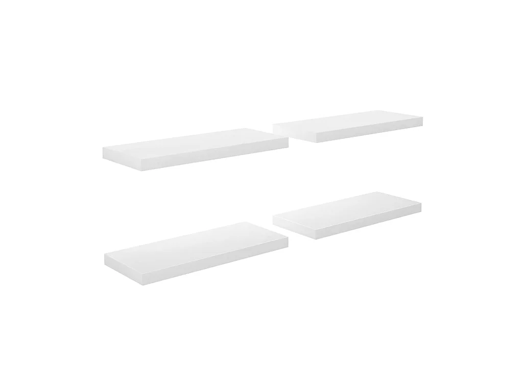Étagère murale flottante 4 pcs Blanc brillant 60x23,5x3,8 MDF