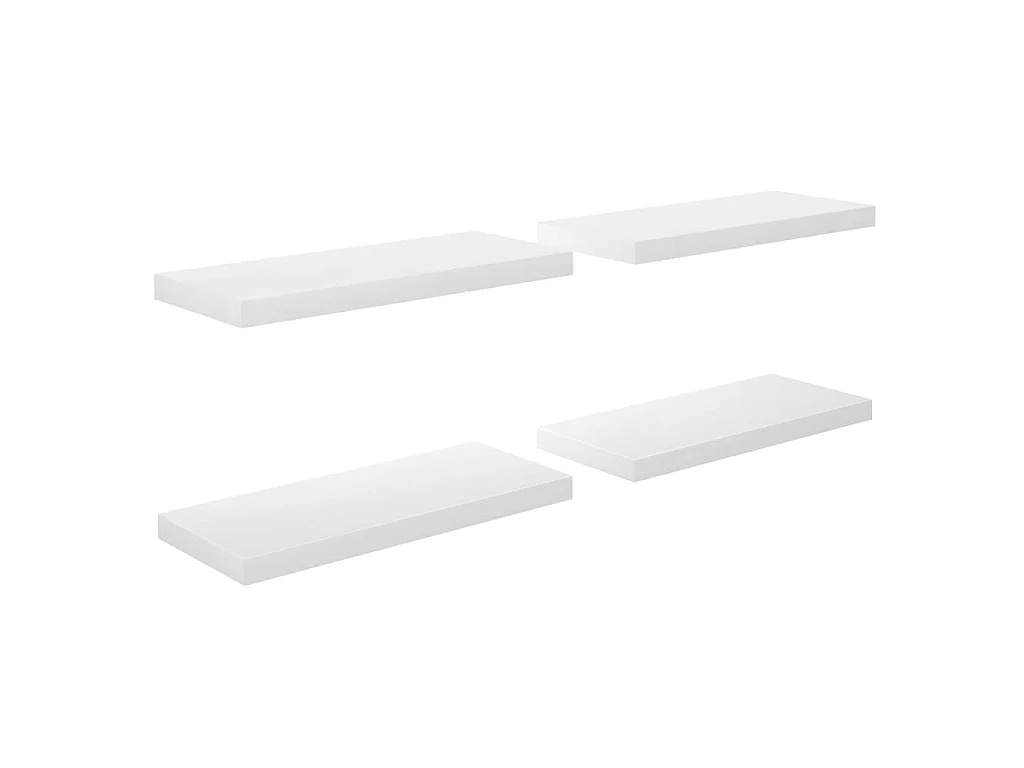 Étagère murale flottante 4 pcs Blanc brillant 60x23,5x3,8 MDF