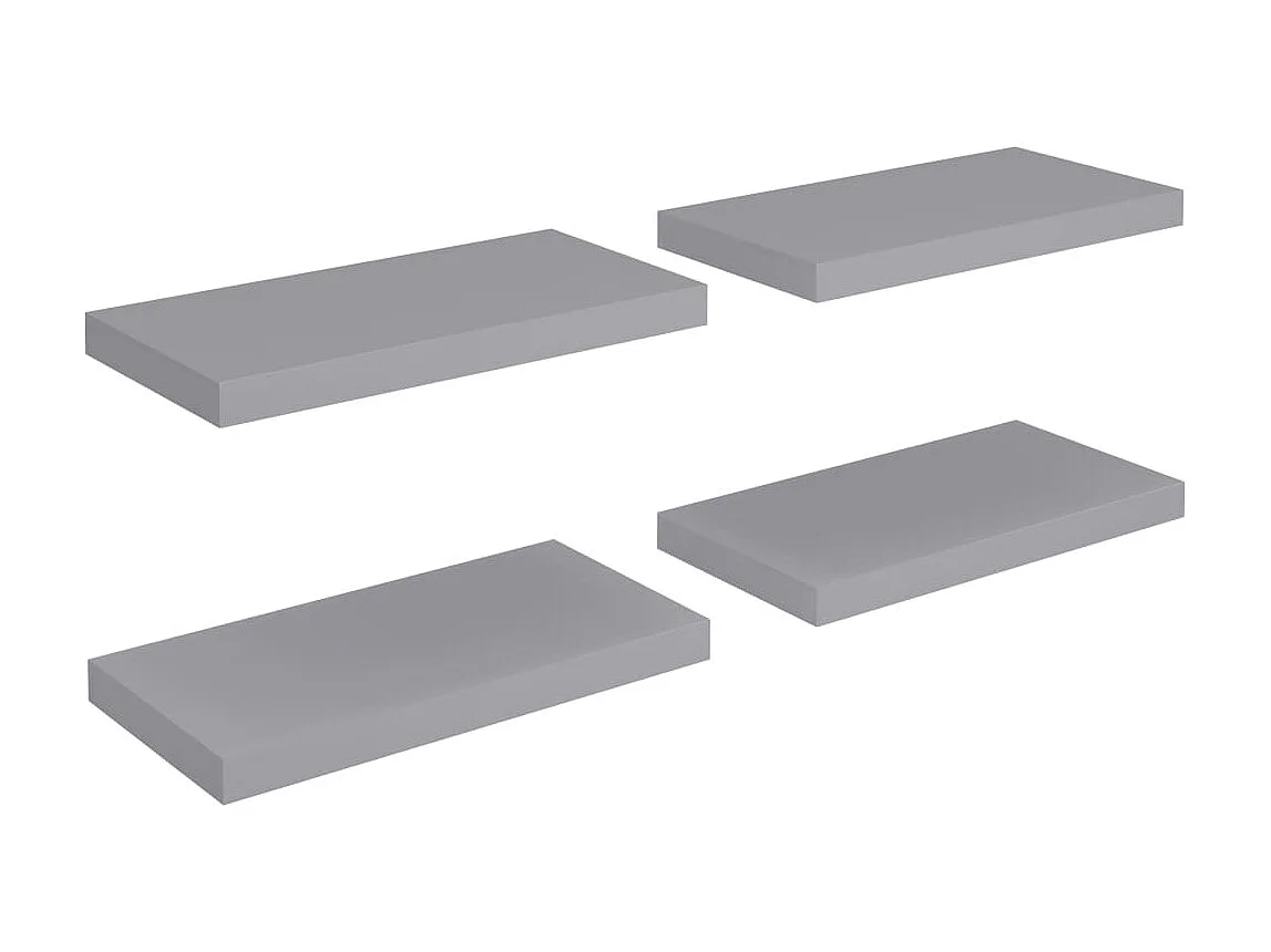 Étagères murales flottantes 4 pcs Gris 50x23x3,8 MDF