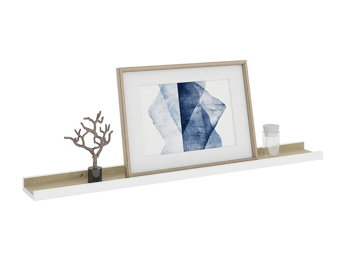 Étagères murales 2 pcs Blanc et chêne Sonoma 80x9x3