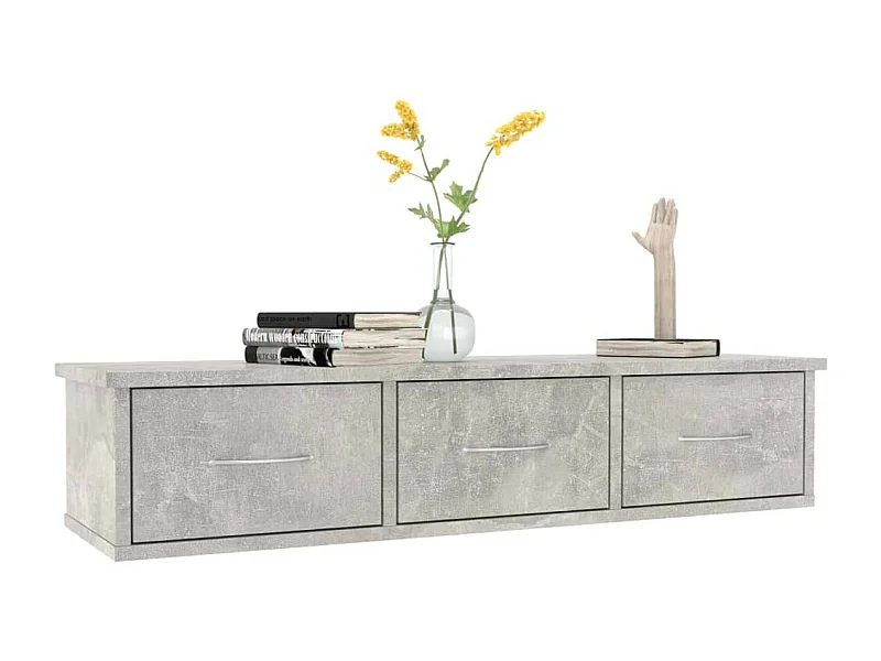 Étagère murale avec tiroirs Gris béton 88x26x18,5