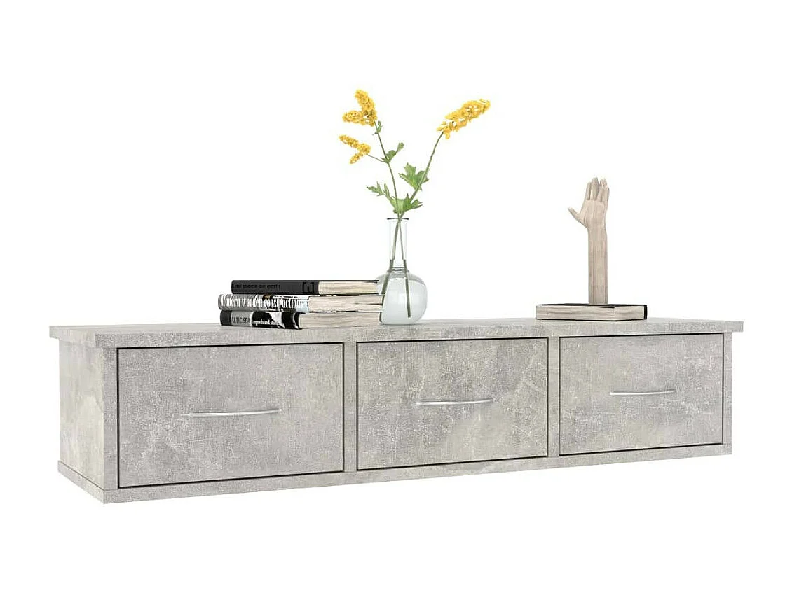 Étagère murale avec tiroirs Gris béton 88x26x18,5