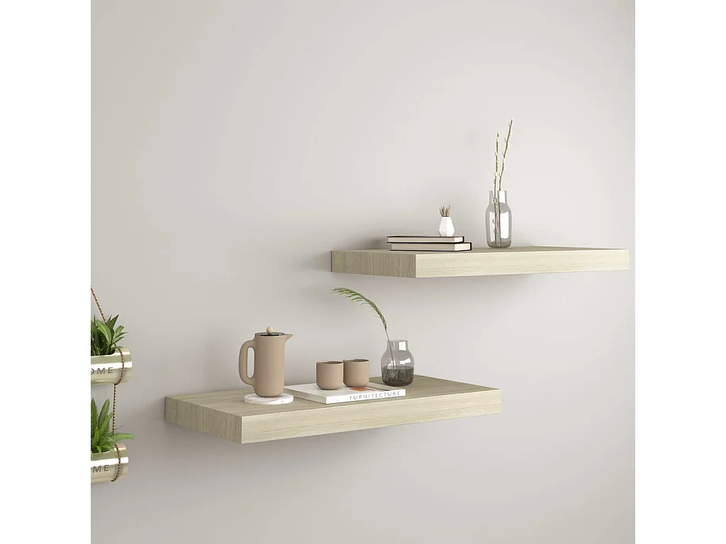 Étagères murales flottantes 2 pcs Chêne 50x23x3,8 MDF