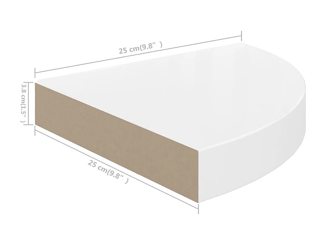 Étagères d'angle flottantes 4pcs Blanc brillant 25x25x3,8 MDF