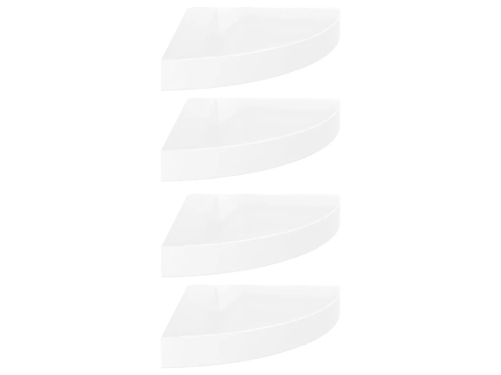 Étagères d'angle flottantes 4pcs Blanc brillant 25x25x3,8 MDF