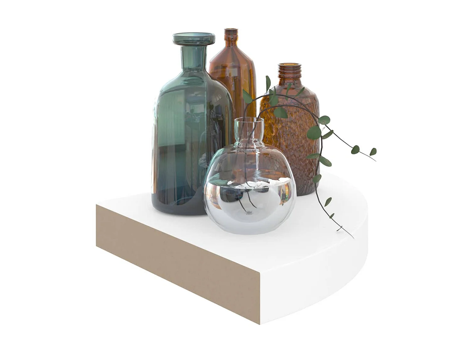 Étagère d'angle flottante Blanc brillant 25x25x3,8 MDF