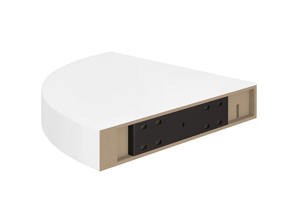 Étagère d'angle flottante Blanc brillant 25x25x3,8 MDF