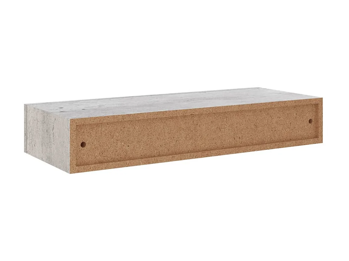 Étagère à tiroir murale Gris béton 60x23,5x10 MDF