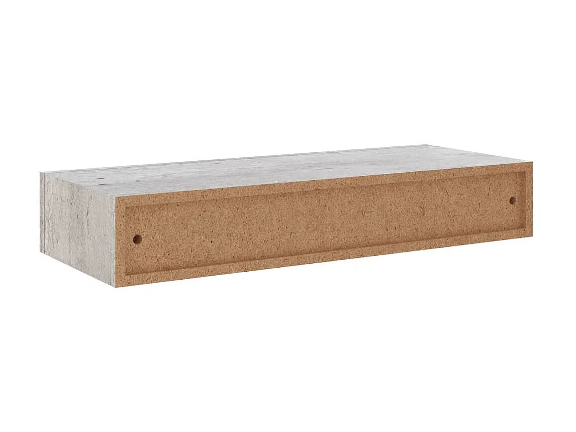 Étagère à tiroir murale Gris béton 60x23,5x10 MDF