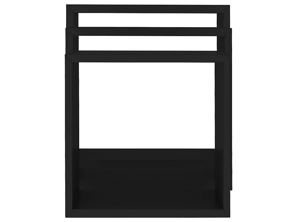 Étagères murales sous forme de cube 3 pcs Noir MDF