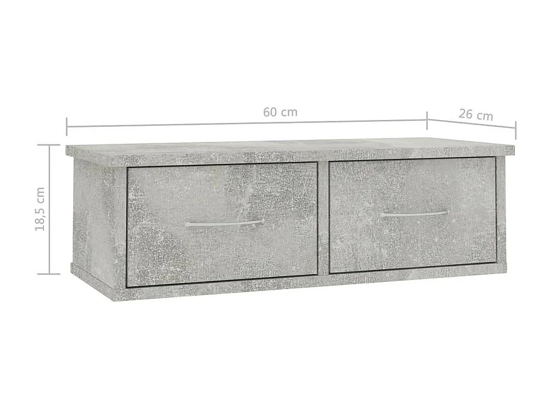 Étagère murale avec tiroirs Gris béton 60x26x18,5