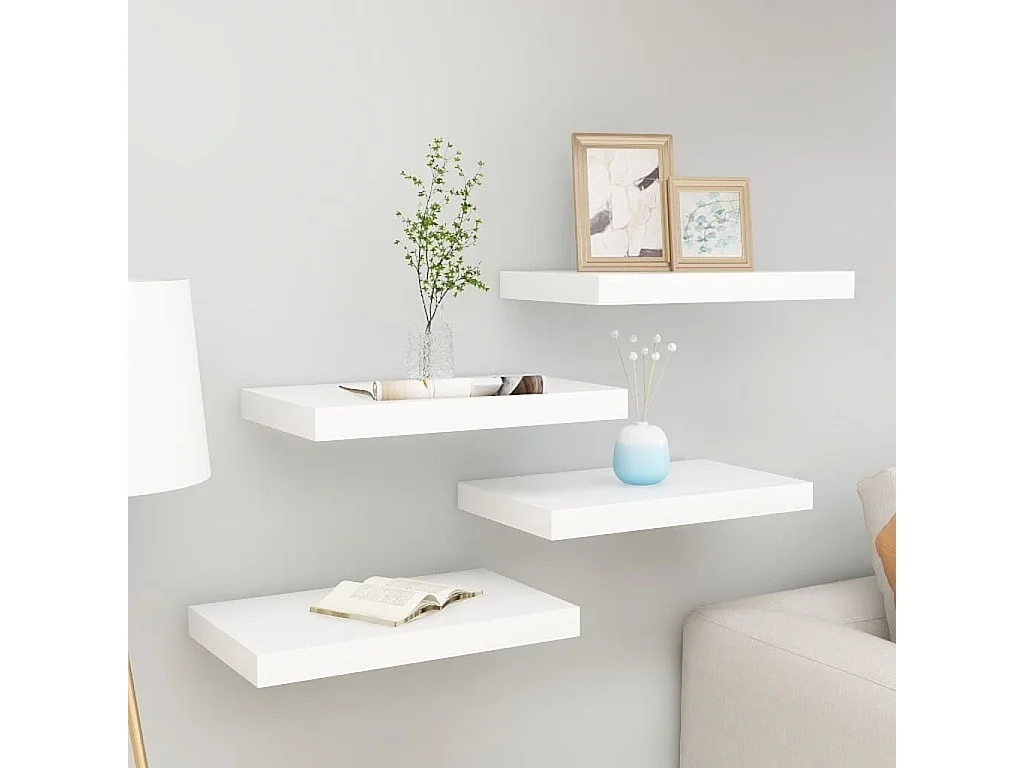 Étagères flottantes 4 pcs Chêne et blanc 40x23x3,8 MDF