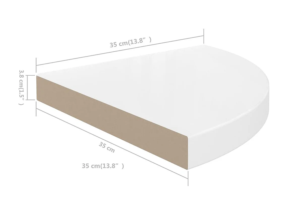 Étagère d'angle flottante Blanc brillant 35x35x3,8 MDF