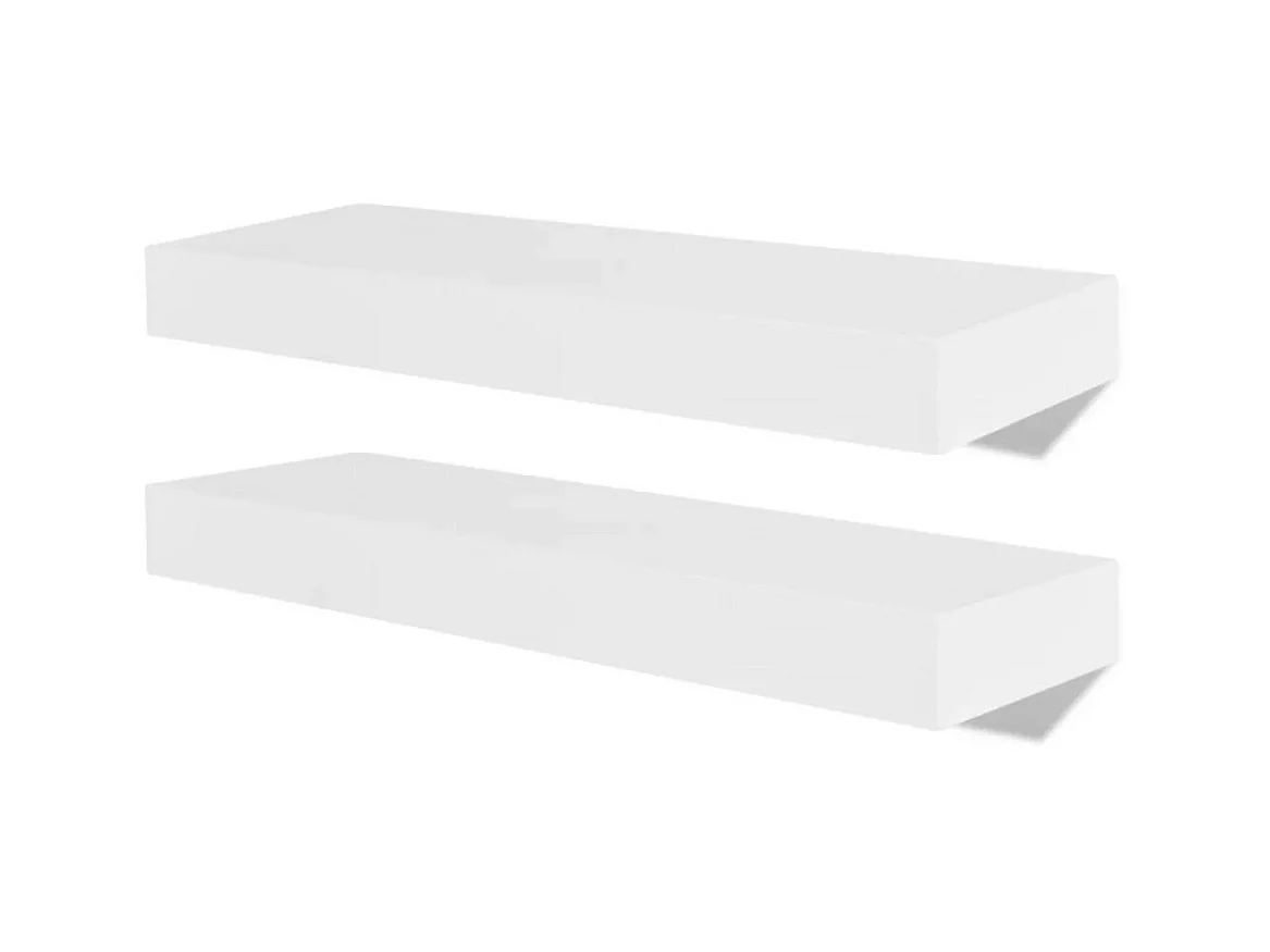 2 Etagères murales en MDF Blanc pour DVD-Livres