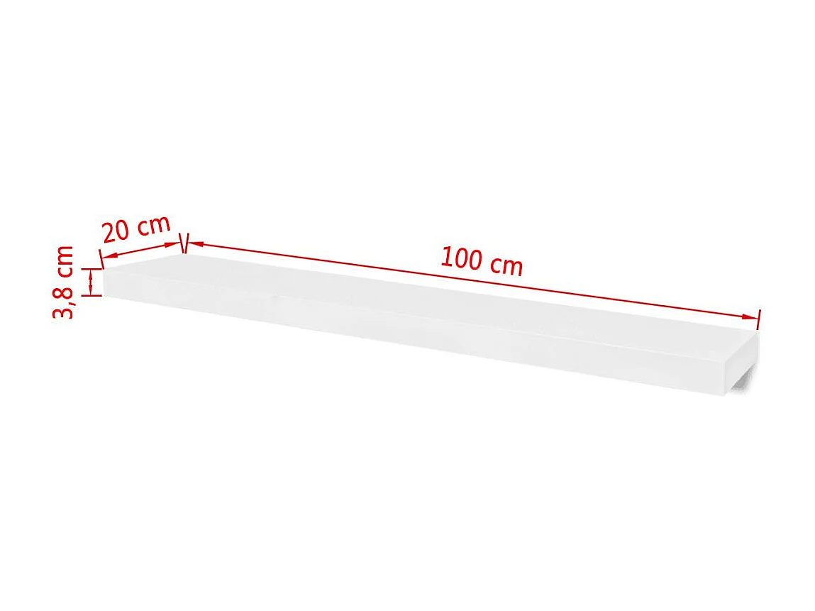 2 Etagères murales en MDF Blanc pour DVD-Livres 4