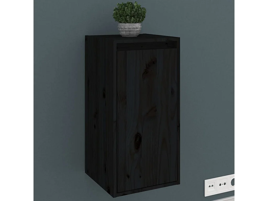 Armoires murales 2 pcs Noir 30x30x60 Bois de pin massif