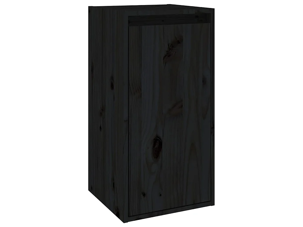 Armoires murales 2 pcs Noir 30x30x60 Bois de pin massif