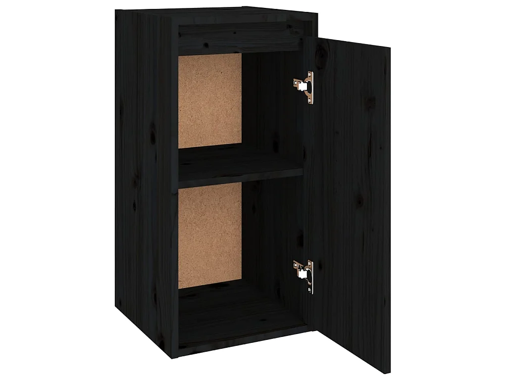 Armoires murales 2 pcs Noir 30x30x60 Bois de pin massif