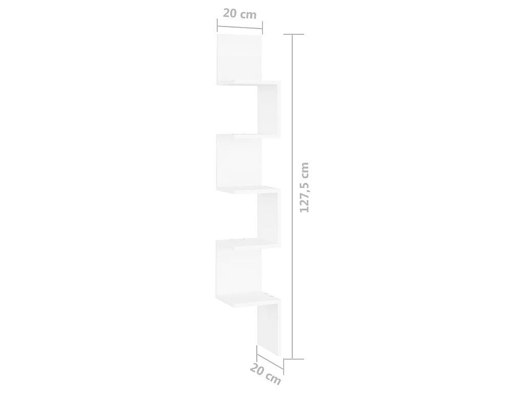 Étagère d'angle murale Blanc 20x20x127,5