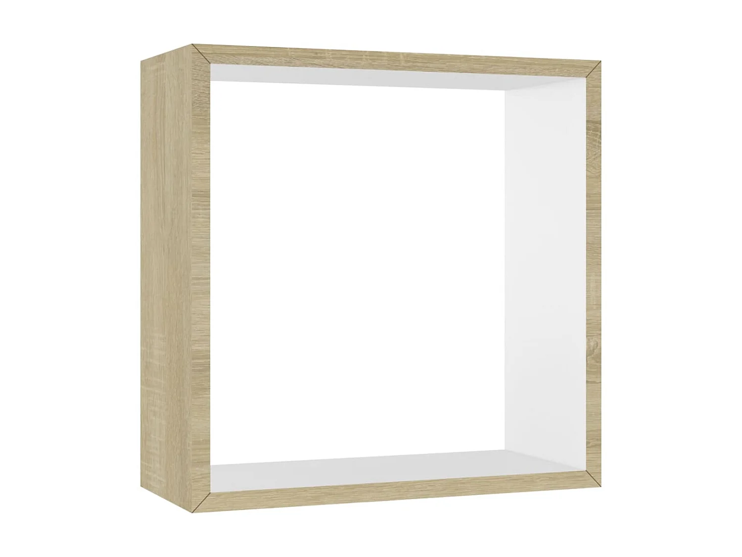 Étagères murales sous forme de cube 3 pcs Blanc et chêne sonoma