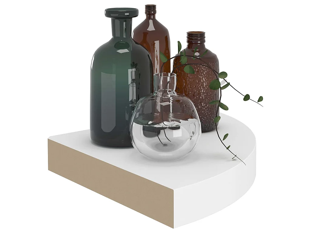 Étagère d'angle flottante Blanc 25x25x3,8 MDF