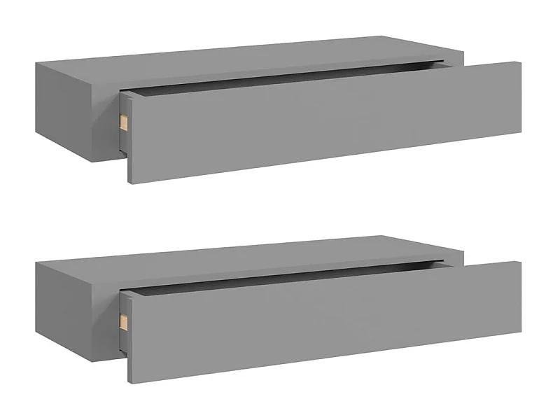 Étagères à tiroirs murales 2 pcs Gris 60x23,5x10 MDF