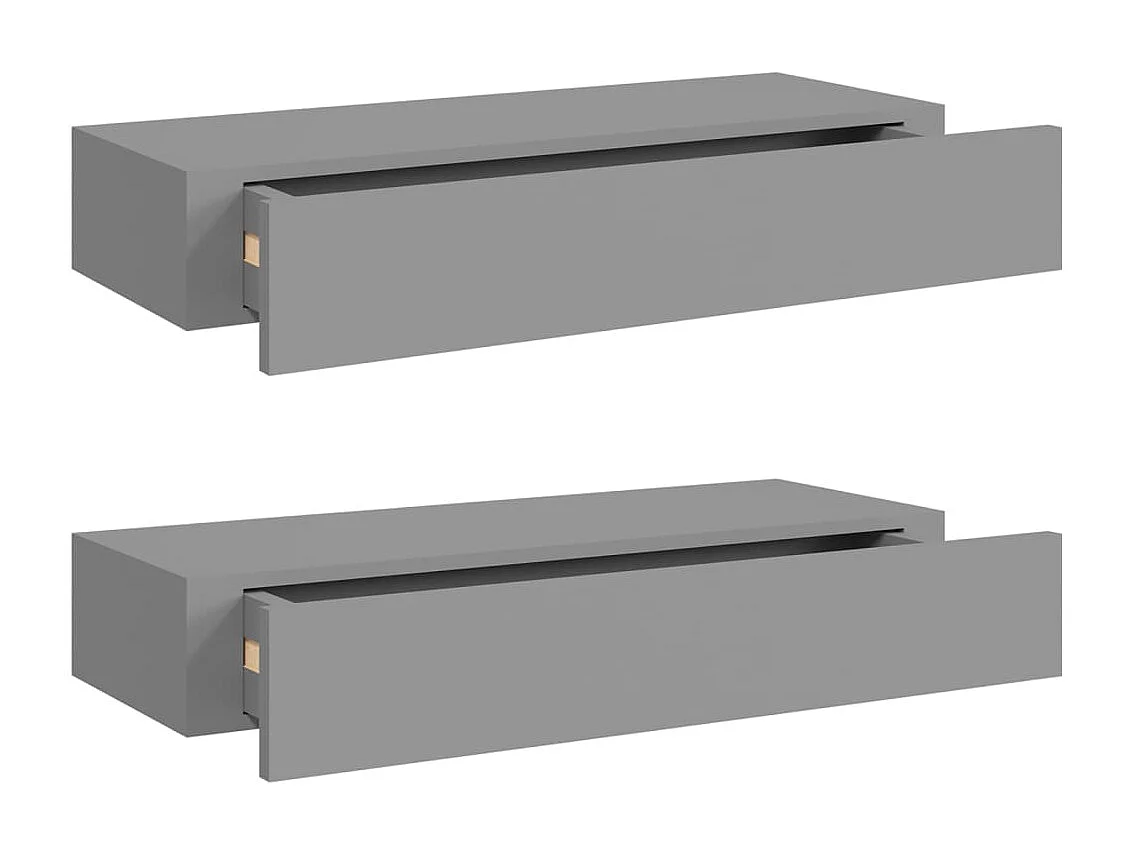 Étagères à tiroirs murales 2 pcs Gris 60x23,5x10 MDF