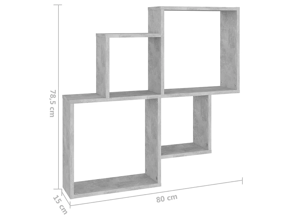 Étagère cube murale Gris béton 80x15x78,5
