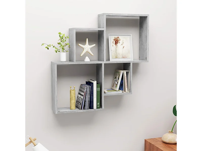 Étagère cube murale Gris béton 80x15x78,5