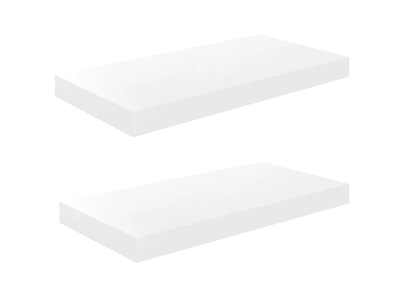 Étagère murale flottante 2 pcs Blanc brillant 50x23x3,8 MDF