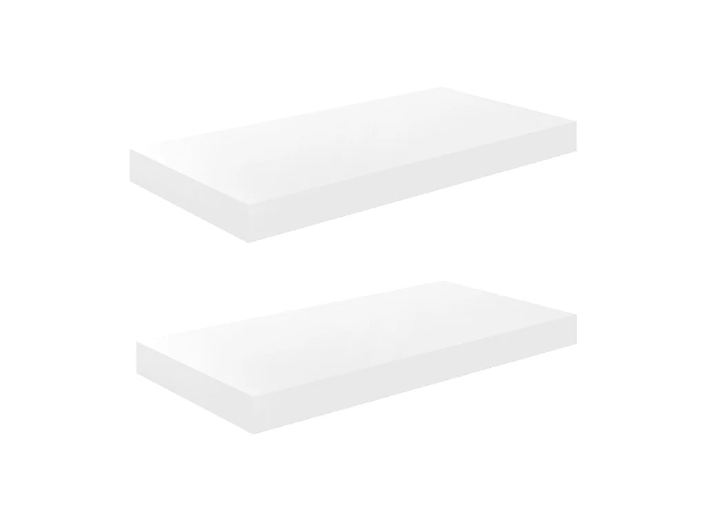 Étagère murale flottante 2 pcs Blanc brillant 50x23x3,8 MDF