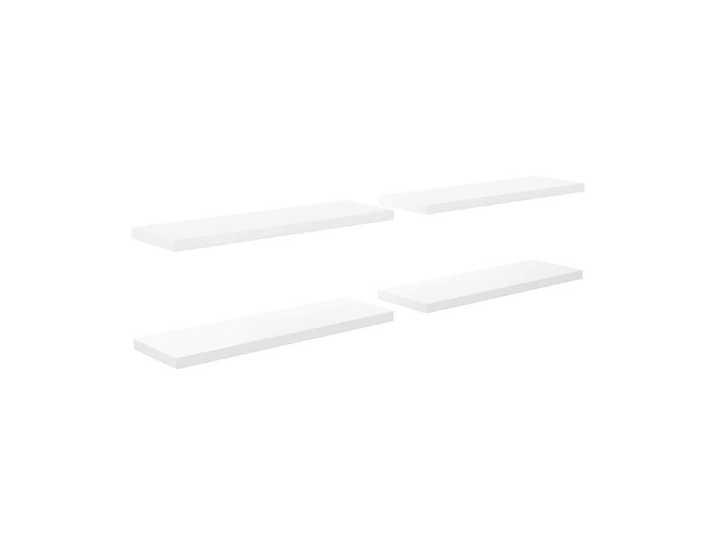 Étagère murale flottante 4pcs Blanc brillant 120x23,5x3,8 MDF
